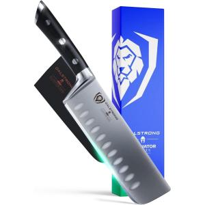 Dalstrong Nakiri Asian Vegetable Knife – 7″ – Gladiator Series – Forged German High Carbon Steel – Black G10 Handle Kitchen Knife – Sheath Included – NSF Certified(Black G10 Handle)