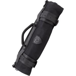Dalstrong Nomad Knife Wrap Roll – 12oz Waxed Canvas Top Grain Leather Knife Roll Bag- 13 Slots – Interior & Rear Zipper Pockets – Travel Storage with Blade(Black)