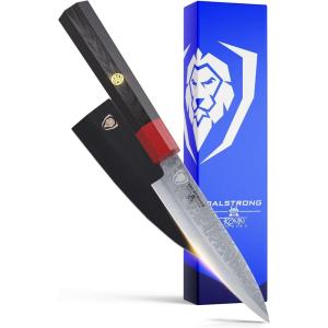 Dalstrong Paring Knife – 4.5 inch – Ronin Series – Double Bevel Blade Razor Sharp – Japanese AUS-10V Super Steel – Damascus – G10 Handle Kitchen Knife – Black Acacia Wood Sheath