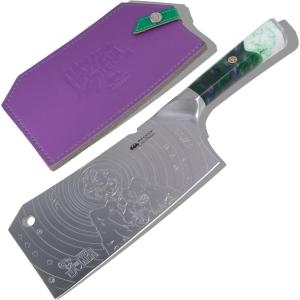 Dalstrong Pitmaster BBQ Knife – 8 inch – THE JOKER™ Edition Official License – 5 Layer 9CR18MOV Stainless Steel – Resin Handle – Meat Fork Bottle Opener – Collection Item – Knife Sheath(Cleaver Knife)