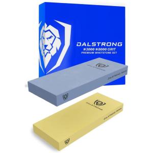 Dalstrong Premium Whetstone Kit-#3000/#8000 Knife Sharpening Kit-Gift Extra Large Grit Stones-Top-Grade Corundum-Thick Knife Sharpening Stone-Whetstone Set Knife Sharpener-Ultra-Durable(3000 – 8000 Kit)