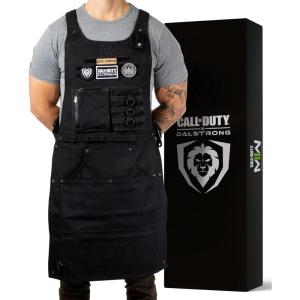 Dalstrong Professional Chef Apron – Call Of Duty Edition – Premium Black Waxed Canvas – Nylon and Leather Straps – MOLLE System Straps and Pockets – Lightweight Ultra-Durable Kitchen Apron