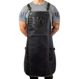 Dalstrong Professional Chef Leather Apron – Call Of Duty Edition – Top Grain Genuine Black Leather – Green Nylon and Leather Straps – Aluminum Carabiners – Lightweight – Ultra-Durable