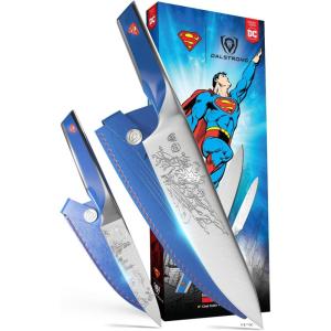 Dalstrong Serrated 8 inch Bread Knife – DC Superman™ Edition – Premium German Stainless Steel – POM Handle Full Tang – Etched Artwork Logo – Boyfriend Valentine’s Gift Bread Slicer – Leather Sheath(2pc Chef Knives)