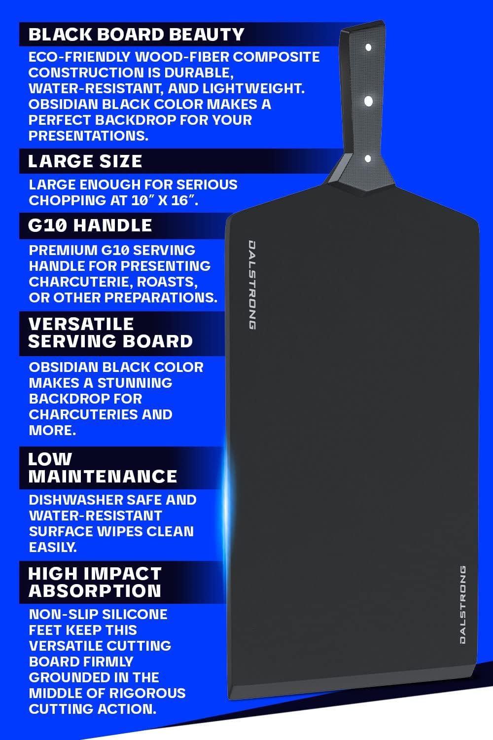 image:imageDalstrong Cutting amp Serving BoardGiftable Black WoodFibre Cutting BoardNonSlipThe Infinity SeriesG10 HandleObsidian BlackLarge Size 10 x 16