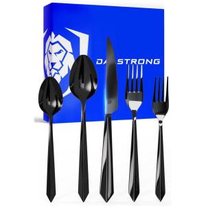 Dalstrong Flatware Cutlery Set – 20 Piece – Black High-Carbon Stainless Steel – Silverware Dinner Knife, Dinner Fork, Dinner Spoon, Dessert Fork, Dessert Spoon – Service for 4 – Table Dinner Set(Black)