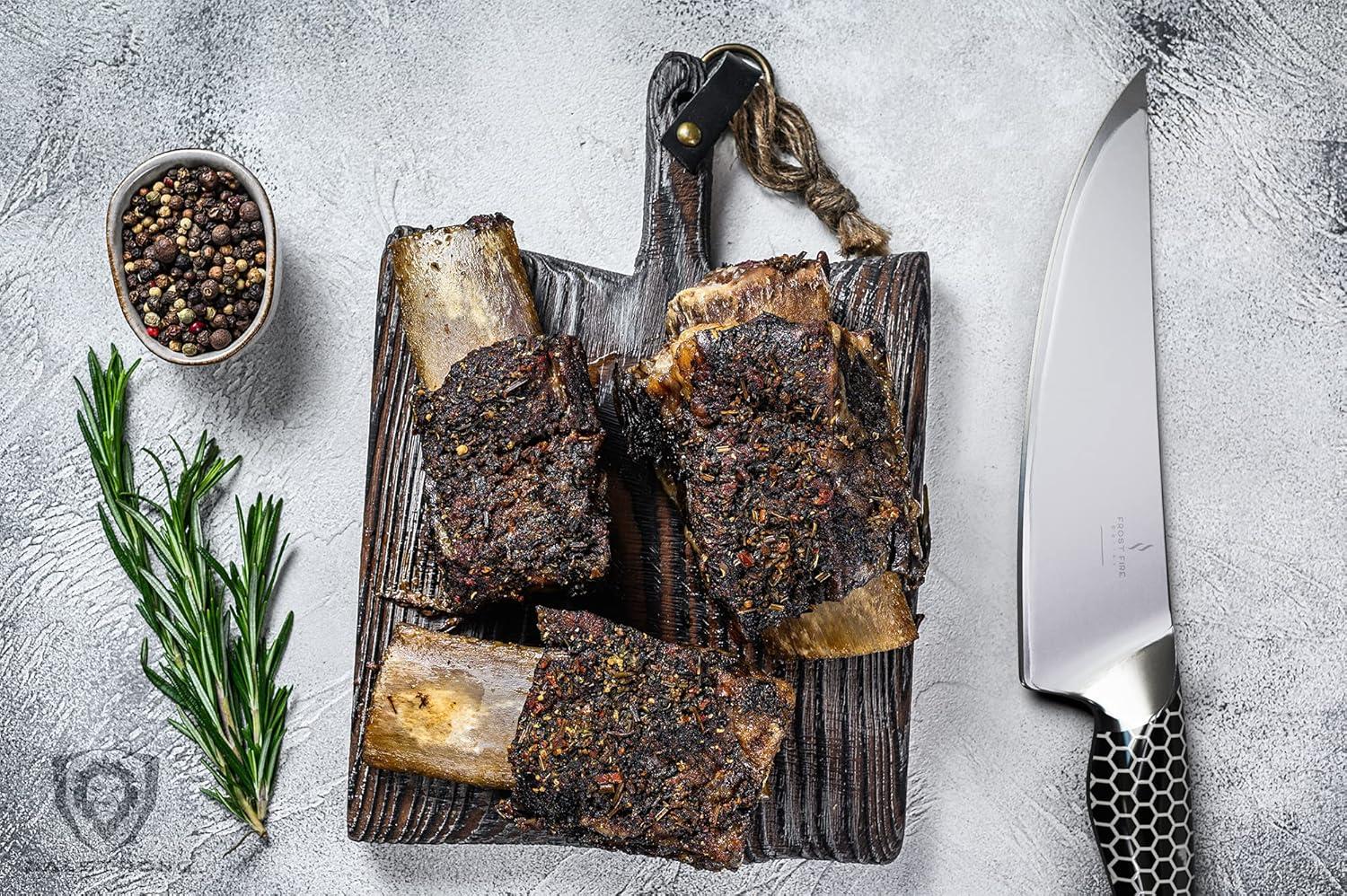 image:imageDalstrong Chef Knife 8 inch Frost Fire Series Dark Ice Edition HighChromium 10CR15MOV Stainless Steel Kitchen Knife Sand Blasted Frosted Black Honeycomb Handle Sheath NSF CertifiedDark Ice