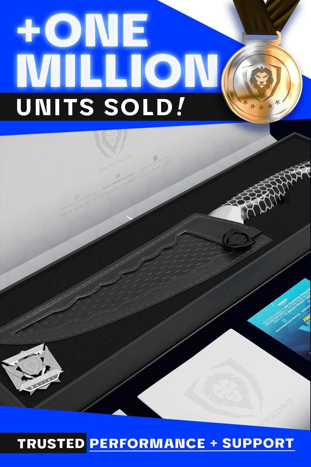 image:imageDalstrong Chef Knife 8 inch Frost Fire Series Dark Ice Edition HighChromium 10CR15MOV Stainless Steel Kitchen Knife Sand Blasted Frosted Black Honeycomb Handle Sheath NSF CertifiedDark Ice