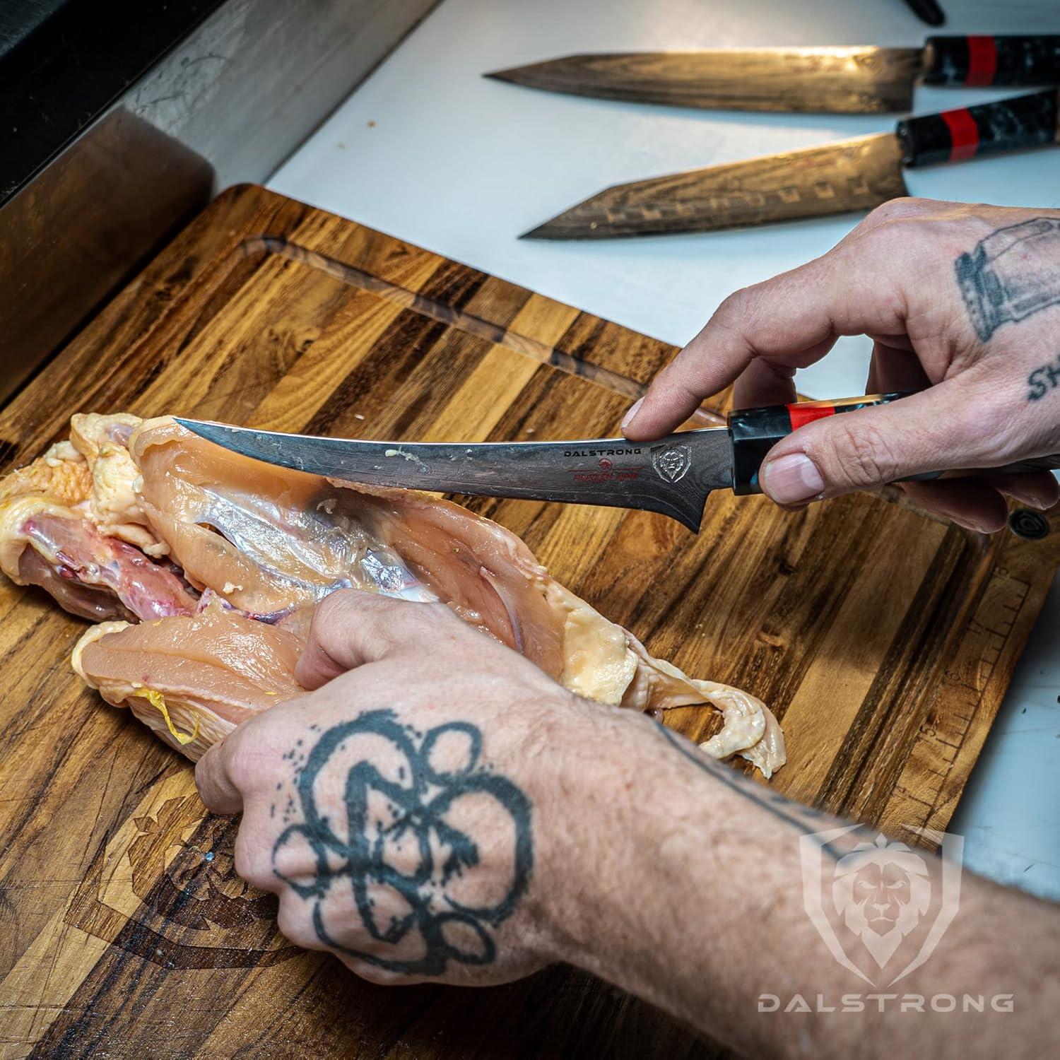 image:imageDalstrong Curved Boning Knife 6 inch Firestorm Alpha Series Premium 10Cr15CoMoV HighCarbon Steel Traditional Japanese Wa Stabilized Wood amp Resin Handle Fillet Knife Bone Debone Sheath