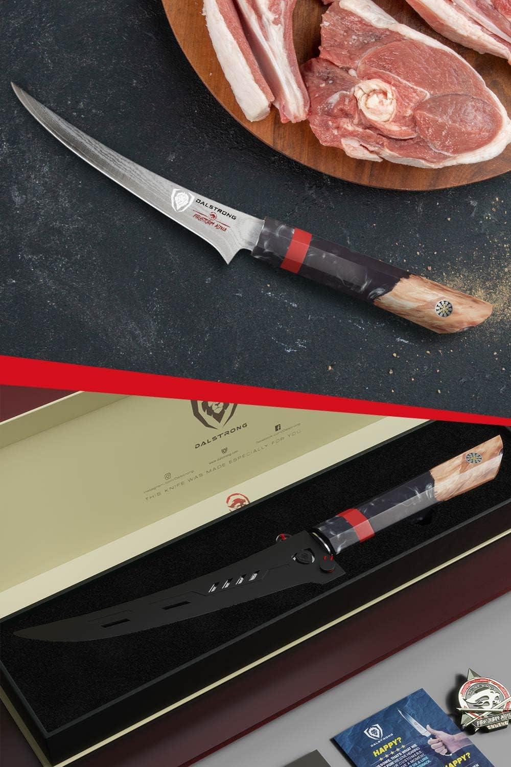 image:imageDalstrong Curved Boning Knife 6 inch Firestorm Alpha Series Premium 10Cr15CoMoV HighCarbon Steel Traditional Japanese Wa Stabilized Wood amp Resin Handle Fillet Knife Bone Debone Sheath