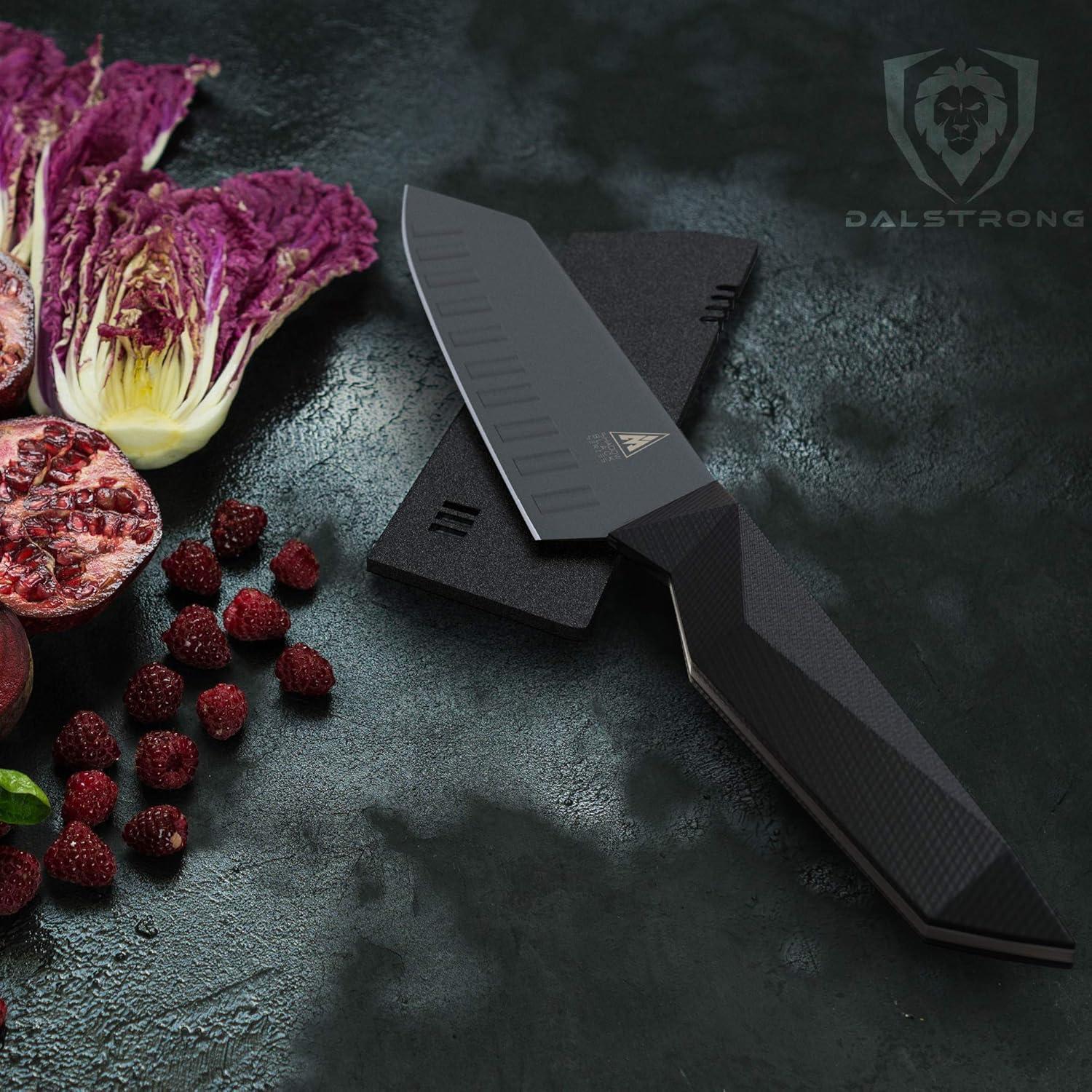 image:imageDalstrong Kiritsuke Knife 85 inch Shadow Black Series Black Titanium Nitride Coated High Carbon 7CR17MOVX Vacuum Treated Steel Kitchen Knife Sheath Chef Knife NSF CertifiedBlack Titanium Nitride Coated