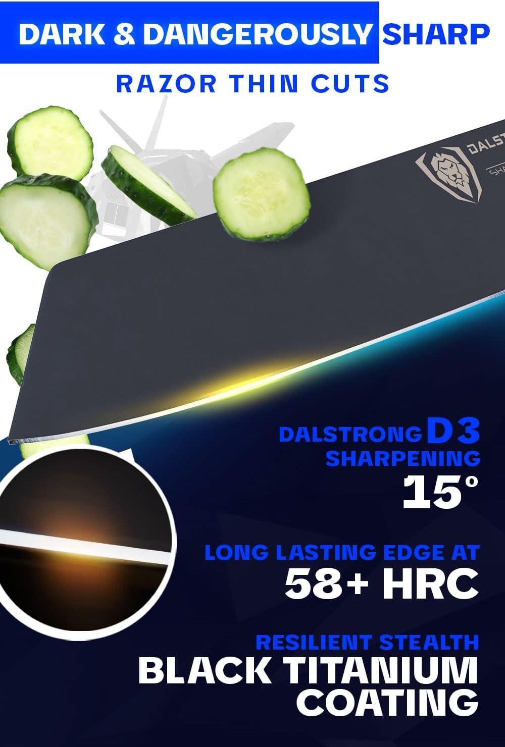 image:imageDalstrong Kiritsuke Knife 85 inch Shadow Black Series Black Titanium Nitride Coated High Carbon 7CR17MOVX Vacuum Treated Steel Kitchen Knife Sheath Chef Knife NSF CertifiedBlack Titanium Nitride Coated