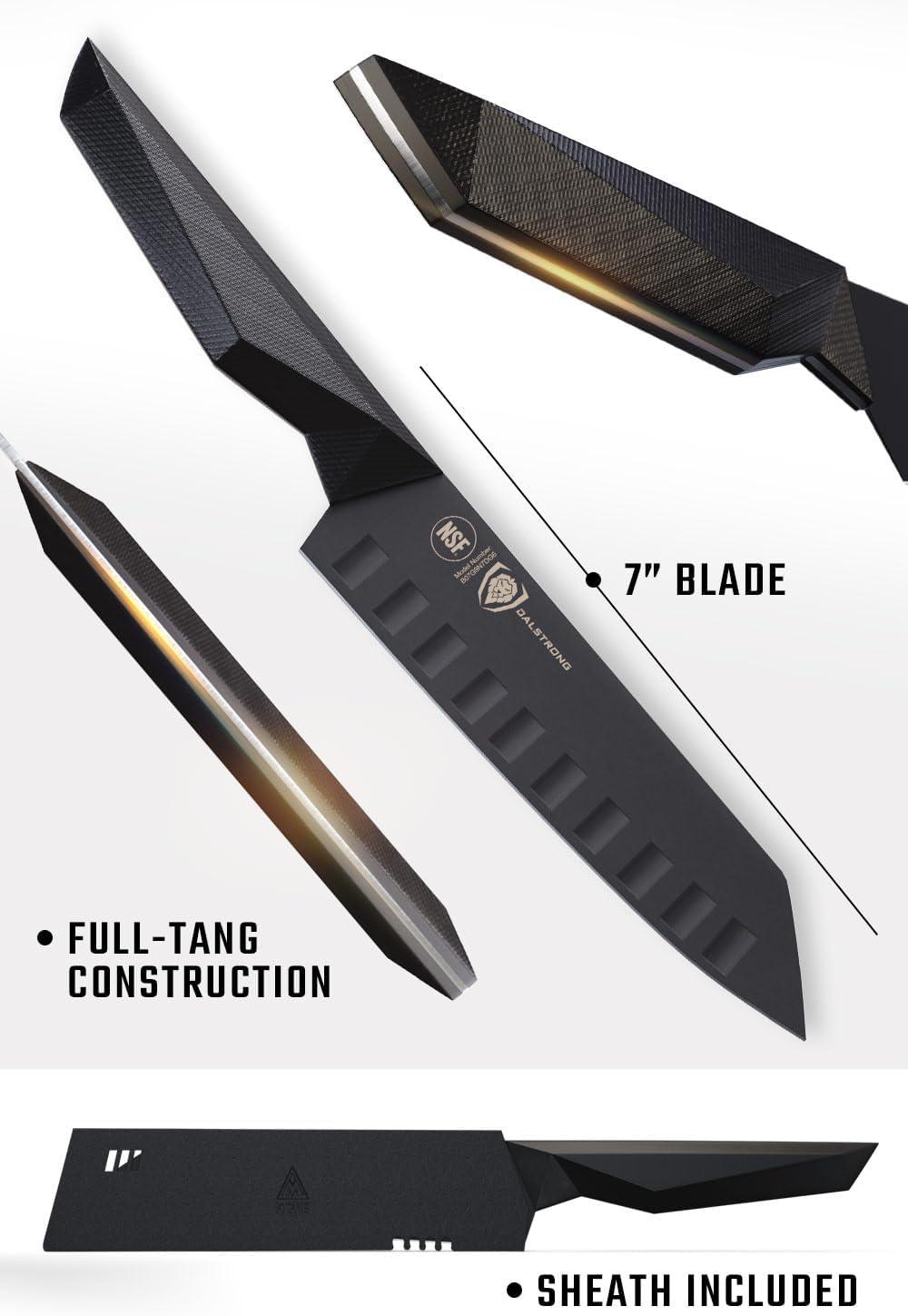 image:imageDalstrong Kiritsuke Knife 85 inch Shadow Black Series Black Titanium Nitride Coated High Carbon 7CR17MOVX Vacuum Treated Steel Kitchen Knife Sheath Chef Knife NSF CertifiedBlack Titanium Nitride Coated