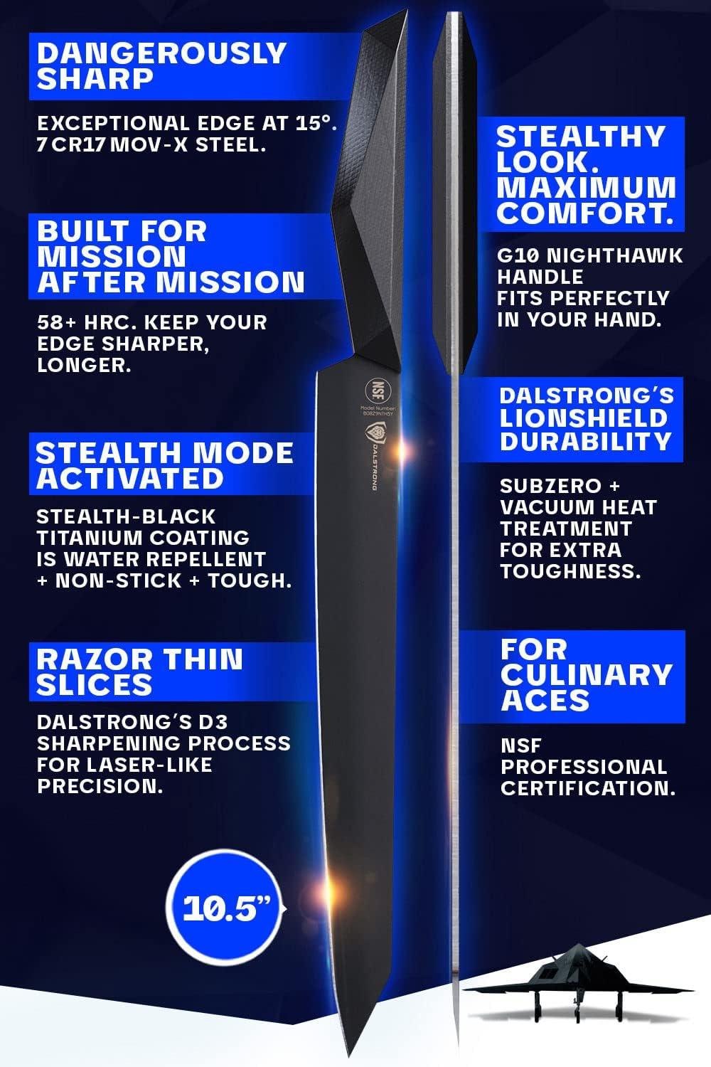image:imageDalstrong Kiritsuke Knife 85 inch Shadow Black Series Black Titanium Nitride Coated High Carbon 7CR17MOVX Vacuum Treated Steel Kitchen Knife Sheath Chef Knife NSF CertifiedBlack Titanium Nitride Coated