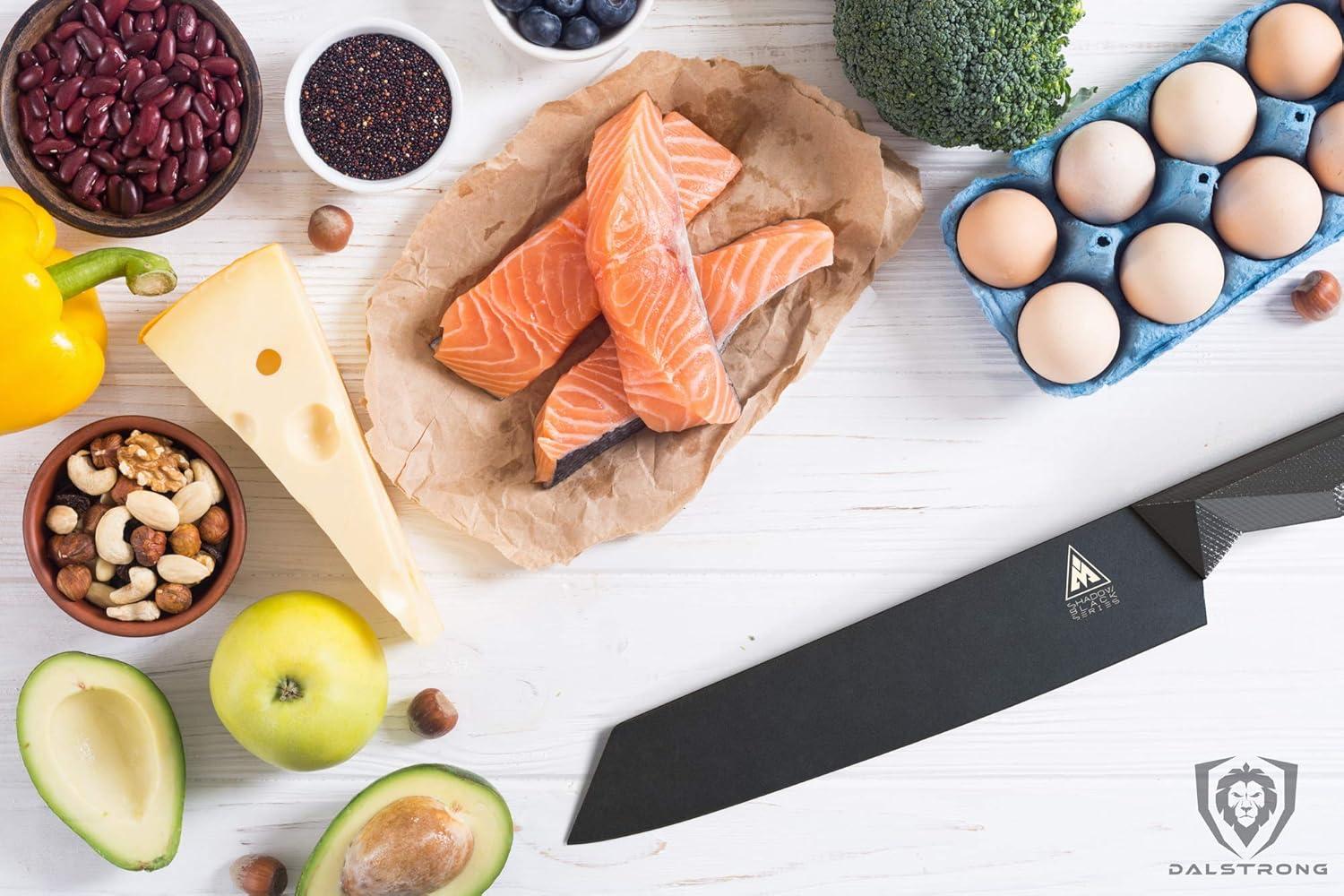 image:imageDalstrong Kiritsuke Knife 85 inch Shadow Black Series Black Titanium Nitride Coated High Carbon 7CR17MOVX Vacuum Treated Steel Kitchen Knife Sheath Chef Knife NSF CertifiedBlack Titanium Nitride Coated