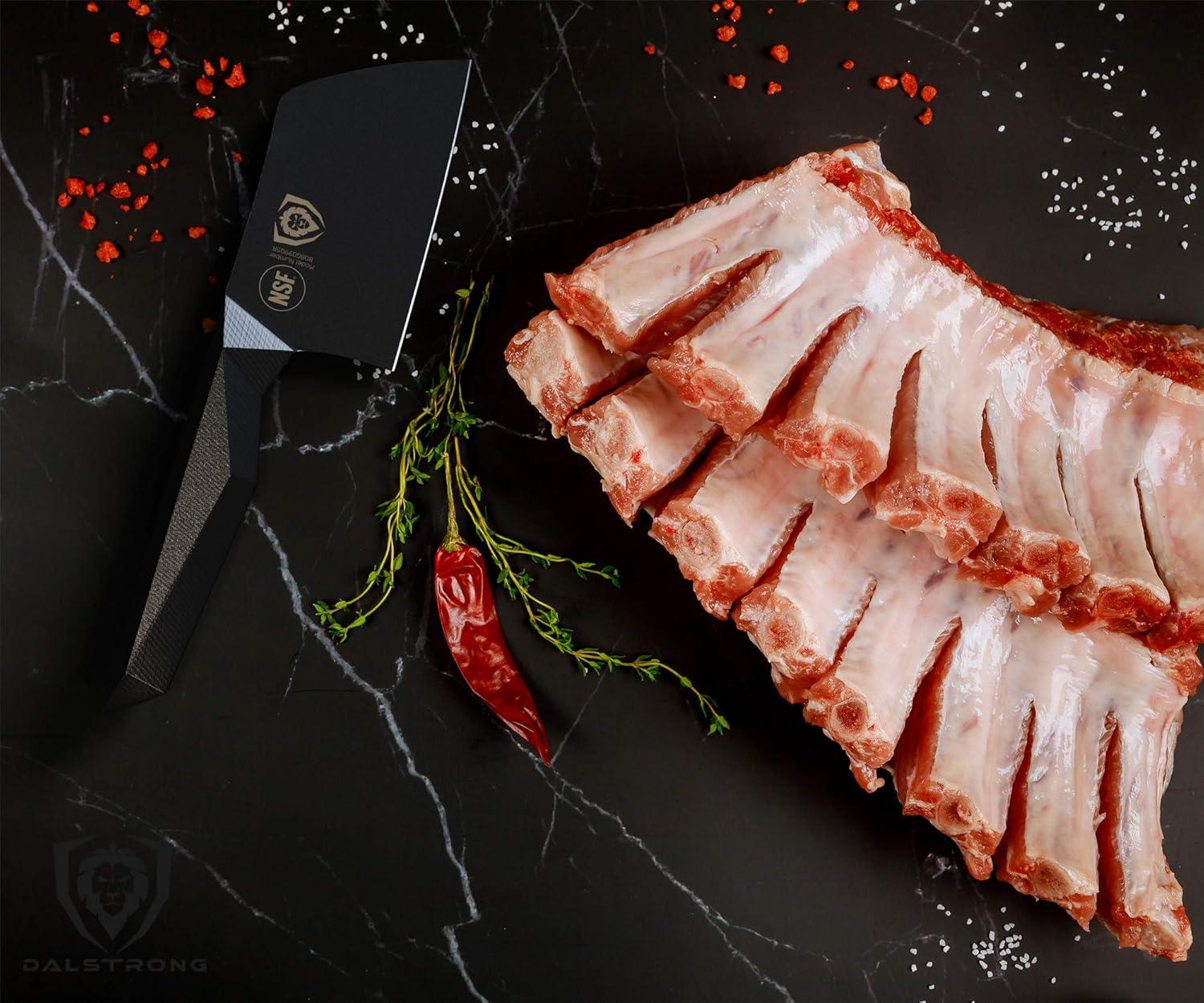 image:imageDalstrong Meat Cleaver Knife45Shadow Black SeriesTitanium Nitride CoatedHigh CarbonVacuum Treated Steel Knife GiftRazor SharpSheath NSF Certified45