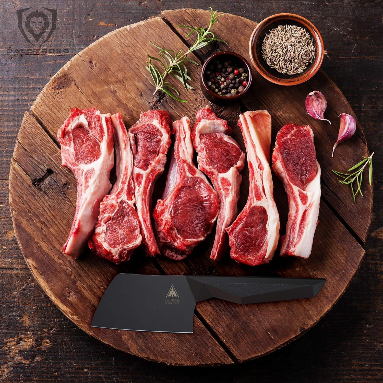 image:imageDalstrong Meat Cleaver Knife45Shadow Black SeriesTitanium Nitride CoatedHigh CarbonVacuum Treated Steel Knife GiftRazor SharpSheath NSF Certified45