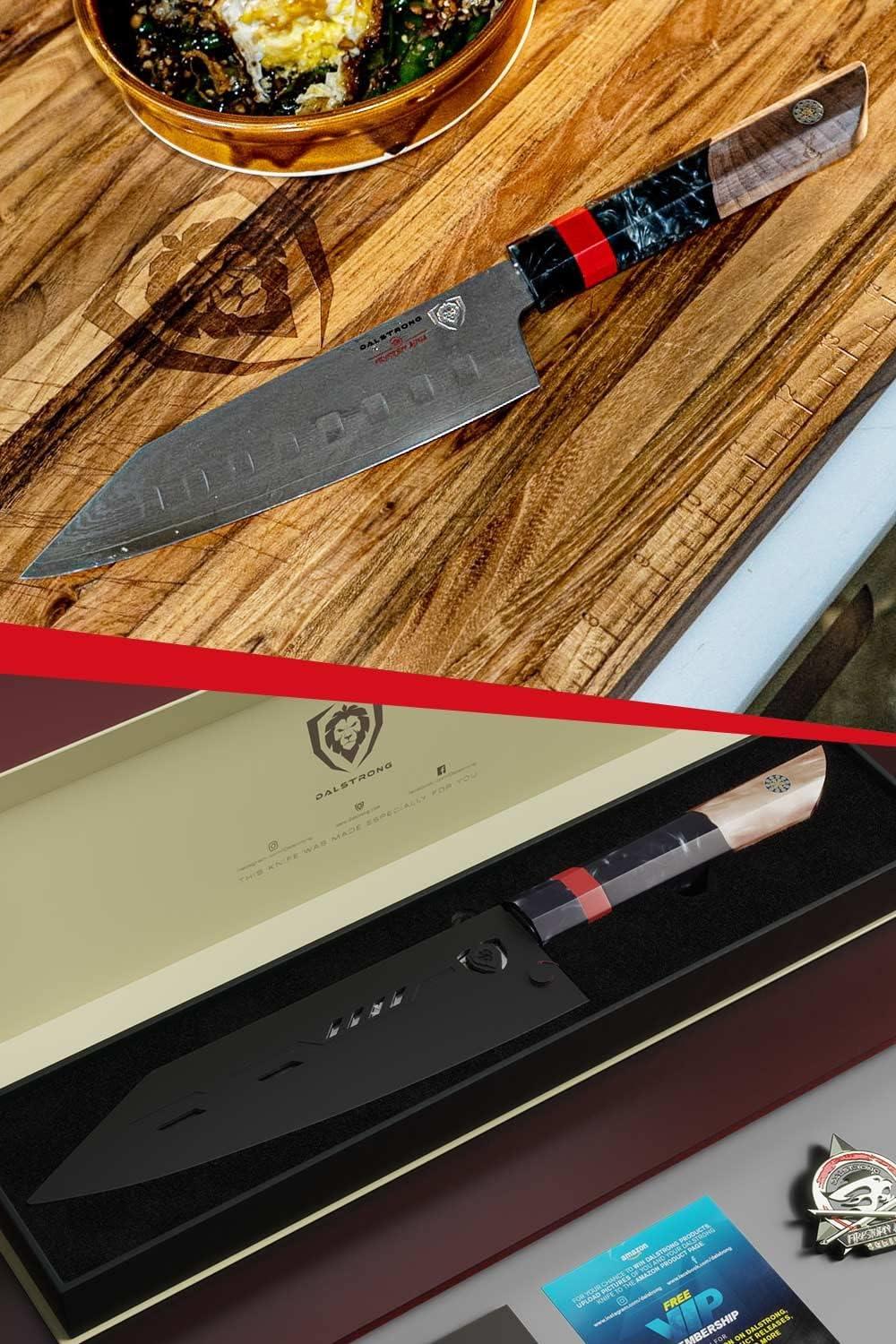 image:imageDalstrong Santoku Knife 7 inch Firestorm Alpha Series Premium 10Cr15CoMoV HighCarbon Steel Traditional Japanese Wa Stabilized Wood amp Resin Handle Vegetable Kitchen Knife wSheath