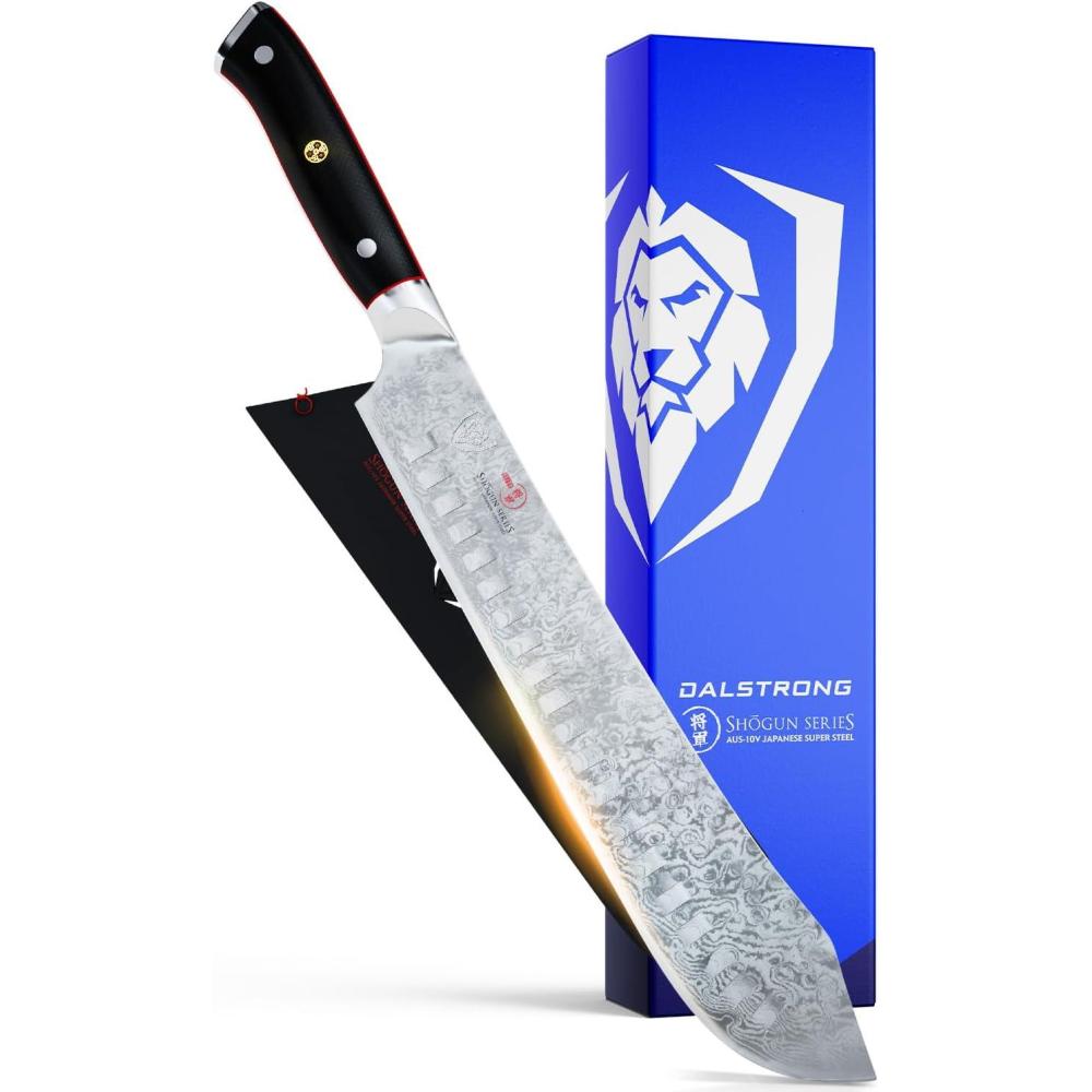 image:imageDALSTRONG Bull Nose Butcher Knife 8 Inch Shogun Series ELITE Japanese AUS10V Super Steel Vacuum Heat Treatment Sheath Included Meat BBQ Breaking Carving Heavy Duty10 Bull Nose Butcher Knife