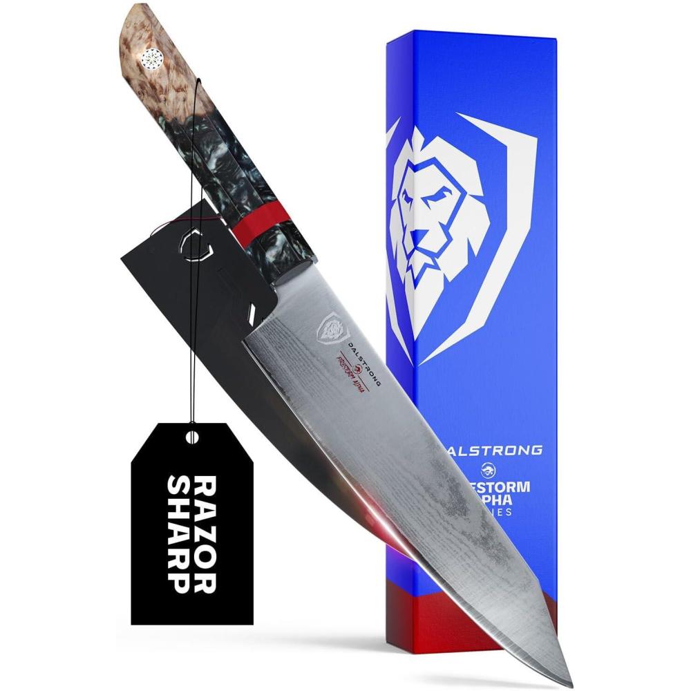 image:imageDalstrong Chef Knife 8 inch Firestorm Alpha Series Premium 10Cr15CoMoV HighCarbon Steel Traditional Japanese Wa Stabilized Wood amp Resin Handle Kitchen Knife Chefs Knife