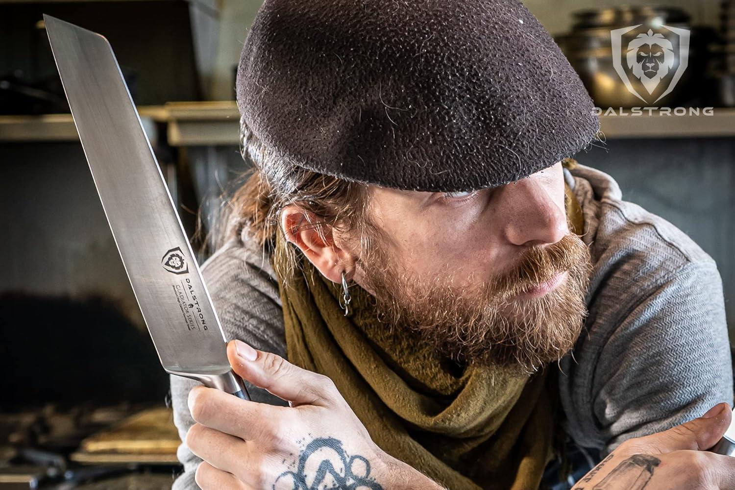 image:imageDalstrong Kiritsuke Chef Knife 85 inch Gladiator Series Elite Forged German High Carbon German Steel Full Tang Kitchen Knife Black G10 Handle wSheath Chefs Knife NSF CertifiedBlack G10 Handle