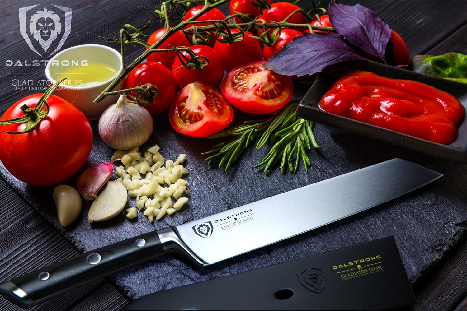 image:imageDalstrong Kiritsuke Chef Knife 85 inch Gladiator Series Elite Forged German High Carbon German Steel Full Tang Kitchen Knife Black G10 Handle wSheath Chefs Knife NSF CertifiedBlack G10 Handle