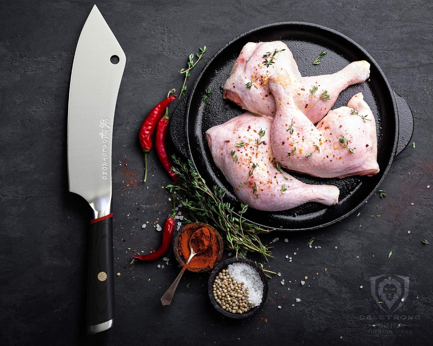 image:imageDalstrong Santoku Knife 7 inch Phantom Series Japanese HighCarbon AUS8 Steel Pakkawood Handle Razor Sharp Kitchen Knife Asian Vegetable Knife Sheath IncludedHybrid Chef Cleaver