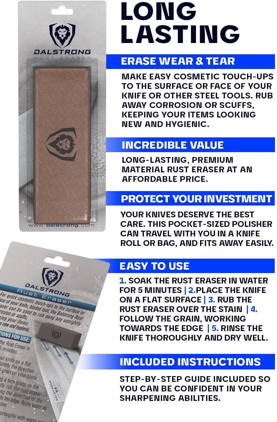image:imageDalstrong Premium Rust Remover amp Eraser Knife Maintenance and Care For Knives Scissors Stainless Steel Pots and Pans Whetstones Sharp Polish for Tools Calcium Carbonate