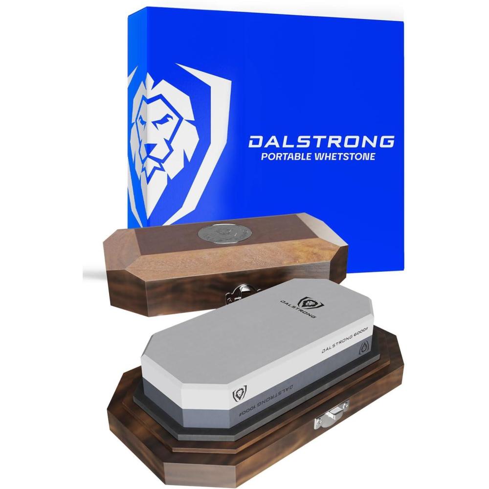 image:imageDalstrong Premium Whetstone Kit 10006000 Knife Sharpening Kit Extra Large Grit Stones TopGrade Corundum Thick Knife Sharpening Stone Whetstone Set Knife Sharpener Portable Oak Box1000 6000 Portable Set