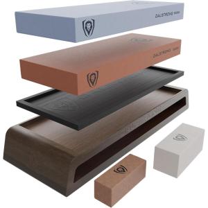 Dalstrong Premium Whetstone Kit – #1000/#6000 Knife Sharpening Kit -Extra Large Grit Stones – Top-Grade Corundum – Thick Knife Sharpening Stone – Whetstone Set Knife Sharpener – Portable Oak Box(1000 – 6000 Kit)