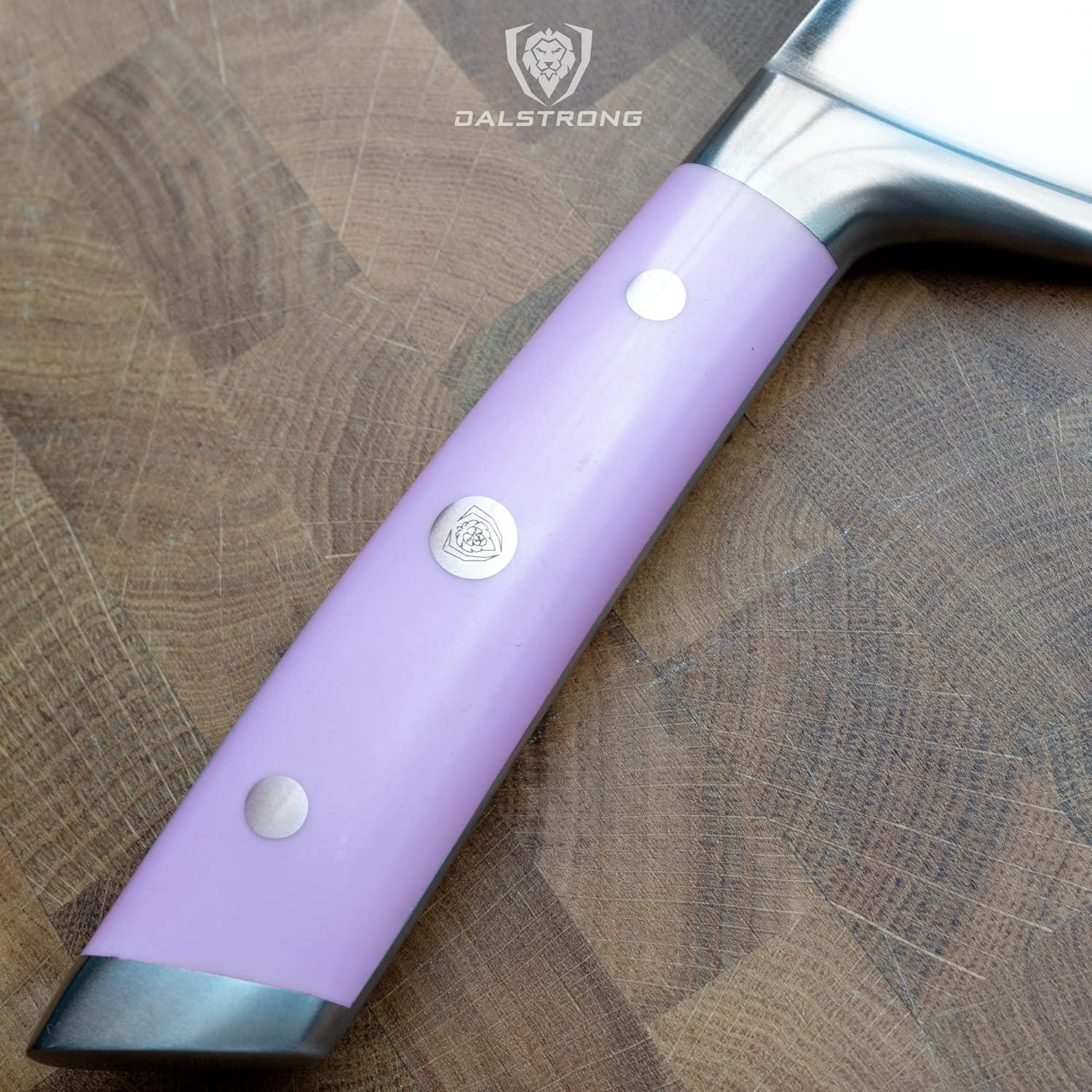 image:imageDalstrong Chef Knife 8 inch Blade Forged HC German Steel Chefs Knife Full Tang LilacPurple ABS Handle Gladiator Series Razor Sharp Kitchen Professional Sheath NSF CertifiedLilac