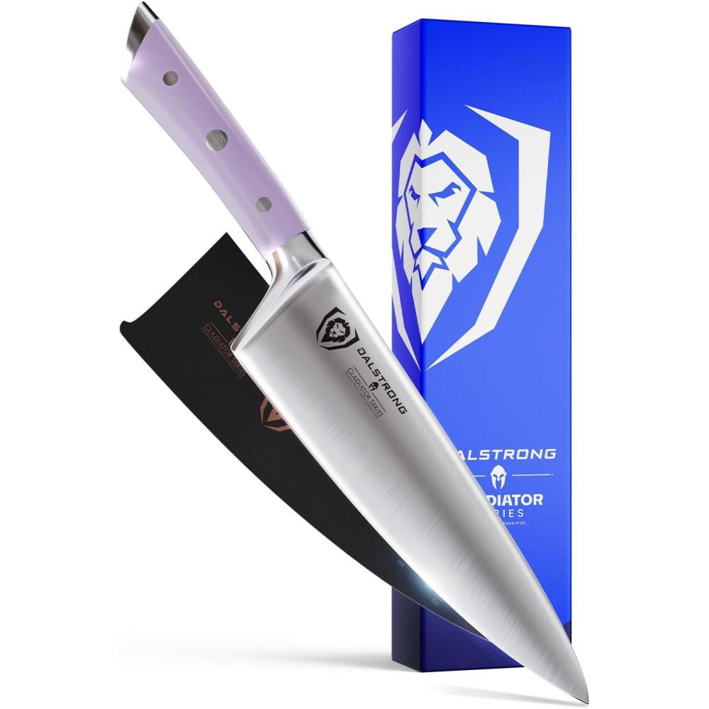 image:imageDalstrong Chef Knife 8 inch Blade Forged HC German Steel Chefs Knife Full Tang LilacPurple ABS Handle Gladiator Series Razor Sharp Kitchen Professional Sheath NSF CertifiedLilac