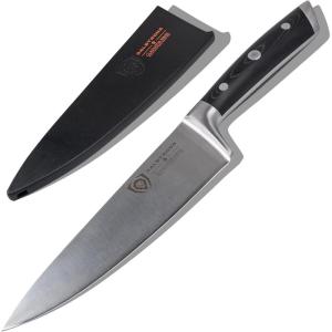 Dalstrong Chef Knife – 8 inch Blade – Forged HC German Steel Chef’s Knife – Full Tang – Lilac/Purple ABS Handle – Gladiator Series – Razor Sharp Kitchen – Professional – Sheath – NSF Certified(.ELITE Black)