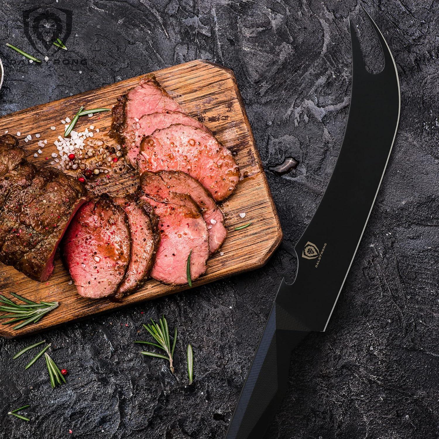 image:imageDalstrong BBQ Pitmaster Knife 9 inch Shadow Black Series Marauder Red Edition Red NonStick Coating High Carbon 7CR17MOVX Vacuum Treated Steel Meat Cooking Kitchen Knife SheathBlack