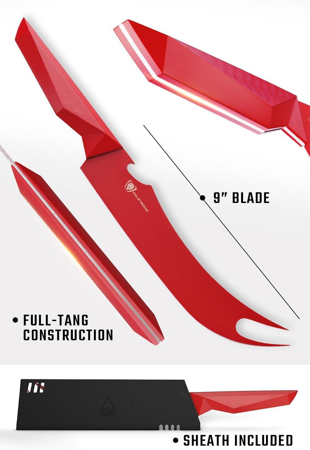 image:imageDalstrong BBQ Pitmaster Knife 9 inch Shadow Black Series Marauder Red Edition Red NonStick Coating High Carbon 7CR17MOVX Vacuum Treated Steel Meat Cooking Kitchen Knife SheathRed