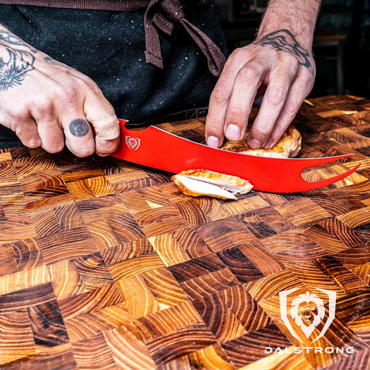 image:imageDalstrong BBQ Pitmaster Knife 9 inch Shadow Black Series Marauder Red Edition Red NonStick Coating High Carbon 7CR17MOVX Vacuum Treated Steel Meat Cooking Kitchen Knife SheathRed