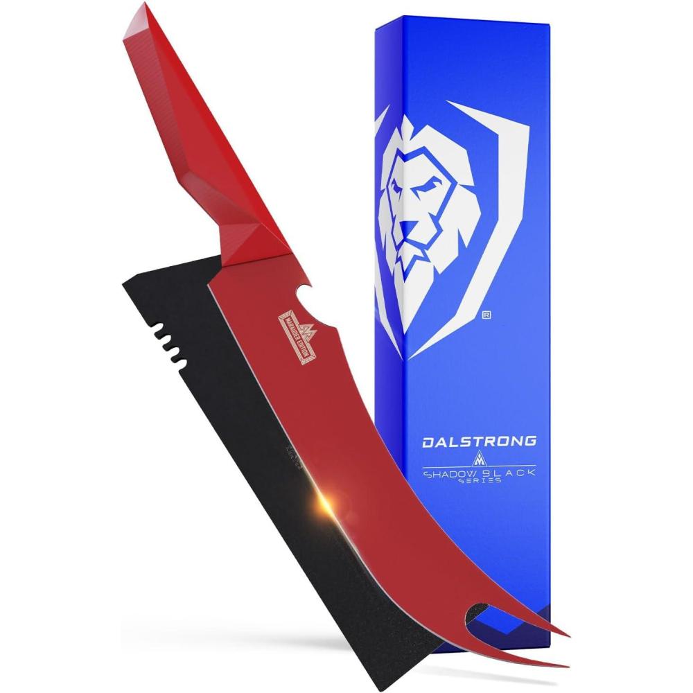 image:imageDalstrong BBQ Pitmaster Knife 9 inch Shadow Black Series Marauder Red Edition Red NonStick Coating High Carbon 7CR17MOVX Vacuum Treated Steel Meat Cooking Kitchen Knife SheathRed