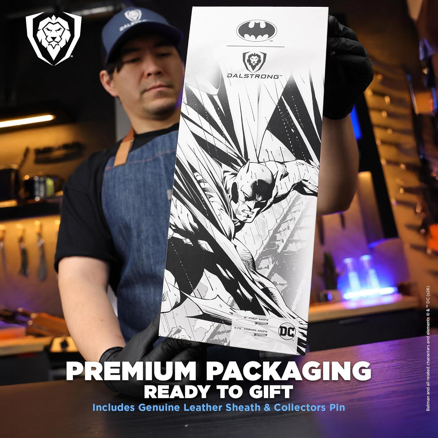 image:imageDalstrong Knife Set 2 Piece BATMAN Shadow Black Edition 8 Chef Knife 375 Paring Knife High Carbon 7Cr17MoV Steel Black Titanium Kitchen Knife Collection Item G10 Handle Sheath2Pc Set