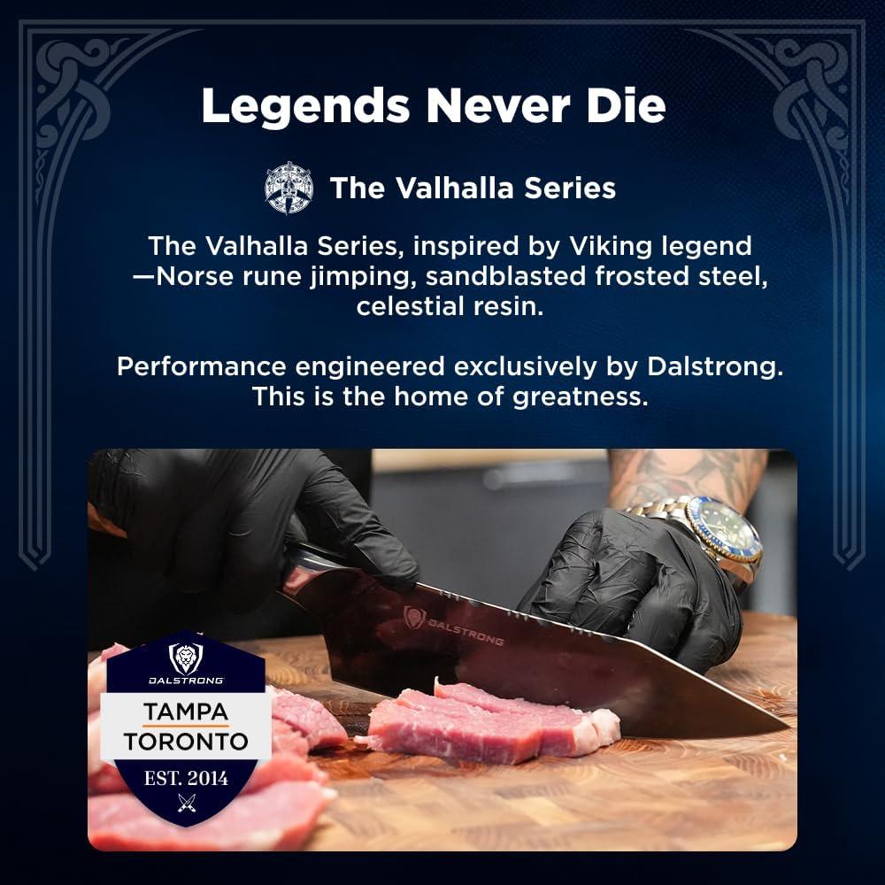 image:imageDalstrong 2 Piece Set Chef Knife 8 inch Paring Knife 8 inch Valhalla Series Ravenstone Black Blade Titanium Coated Premium 9CR18MOV HC Steel Resin amp Wood Handle Leather SheathBlack