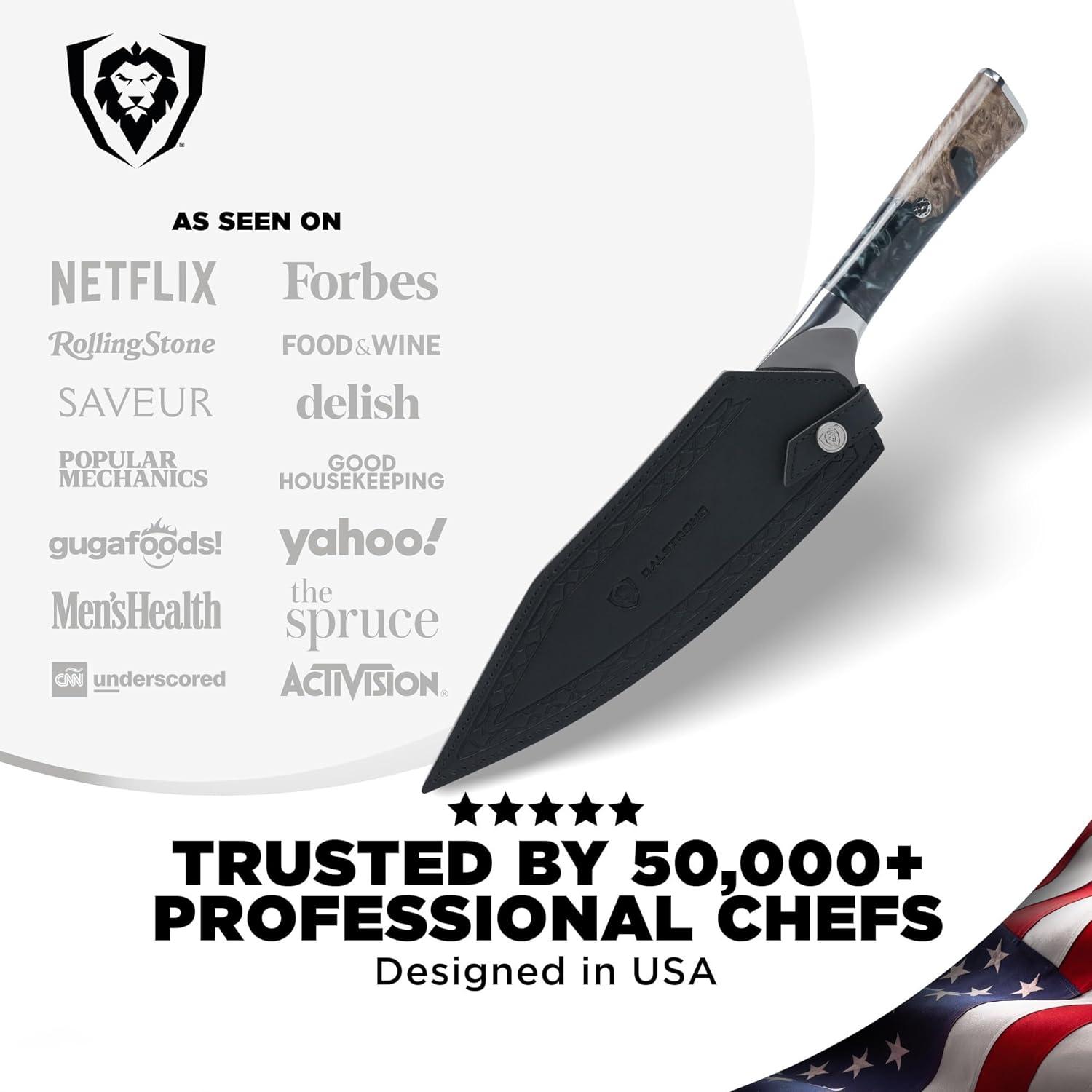 image:imageDalstrong 2 Piece Set Chef Knife 8 inch Paring Knife 8 inch Valhalla Series Ravenstone Black Blade Titanium Coated Premium 9CR18MOV HC Steel Resin amp Wood Handle Leather SheathRavenstone Black