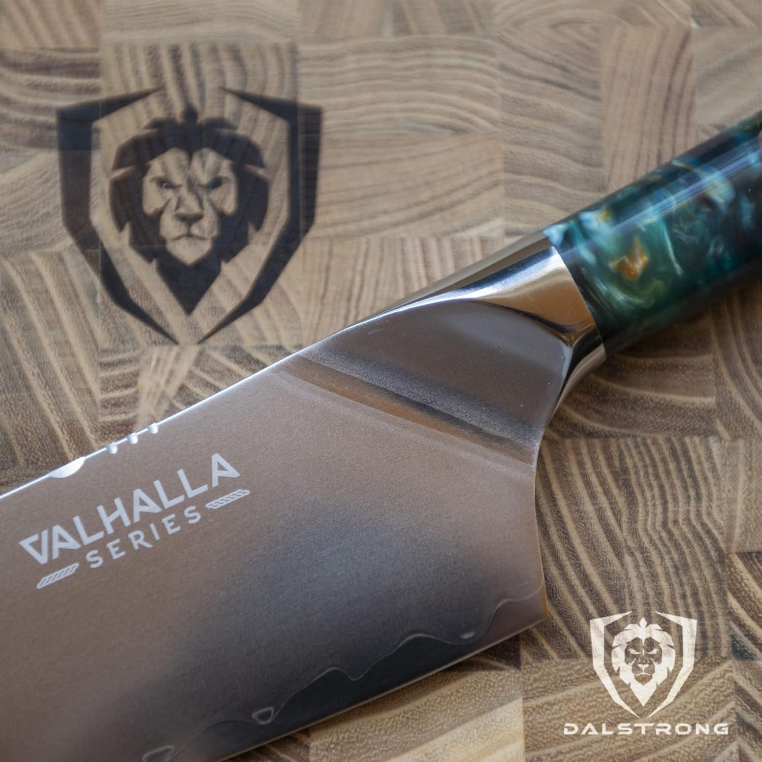 image:imageDalstrong 2 Piece Set Chef Knife 8 inch Paring Knife 8 inch Valhalla Series Ravenstone Black Blade Titanium Coated Premium 9CR18MOV HC Steel Resin amp Wood Handle Leather SheathCelestial Resin Wood Handle