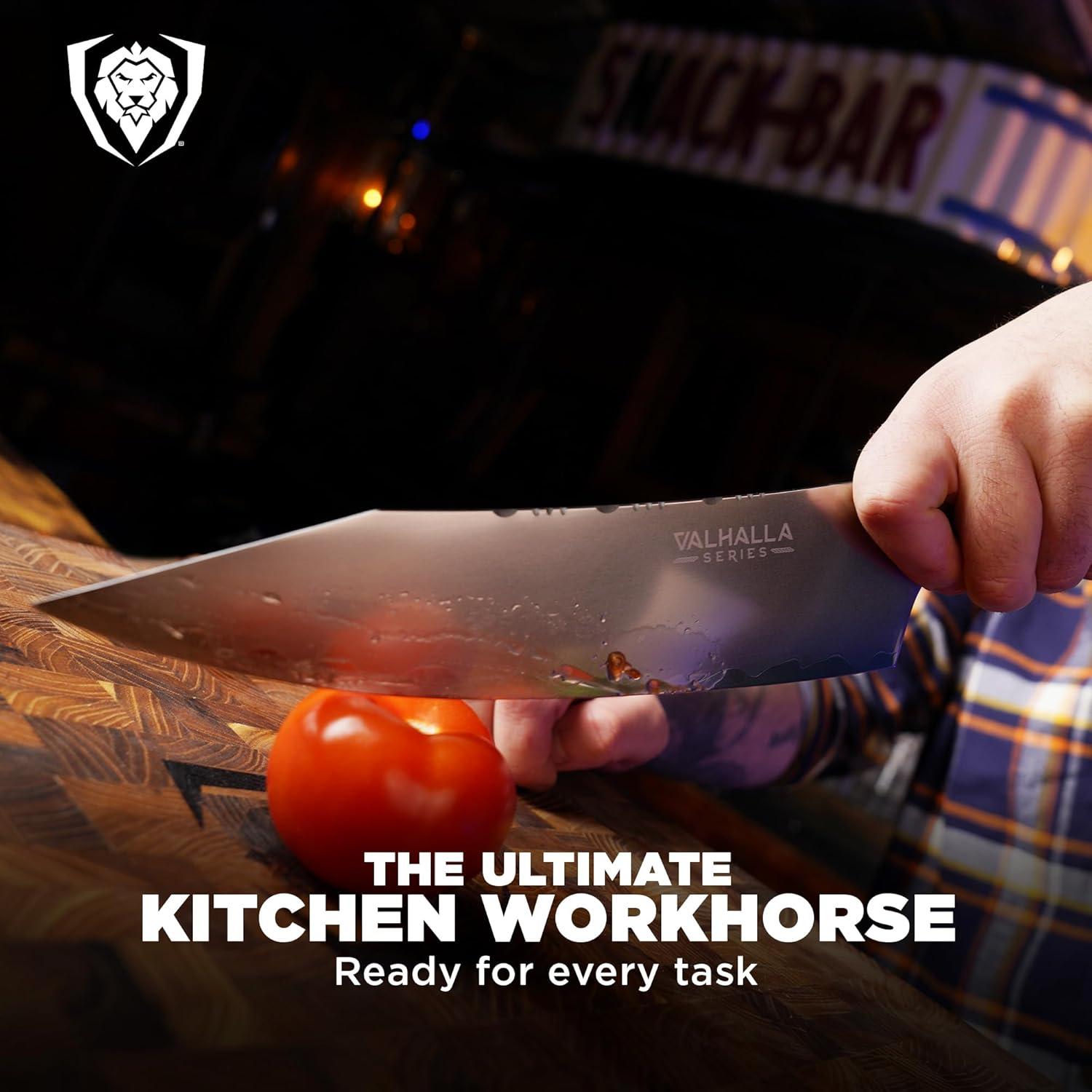 image:imageDalstrong 2 Piece Set Chef Knife 8 inch Paring Knife 8 inch Valhalla Series Ravenstone Black Blade Titanium Coated Premium 9CR18MOV HC Steel Resin amp Wood Handle Leather SheathCelestial Resin Wood Handle