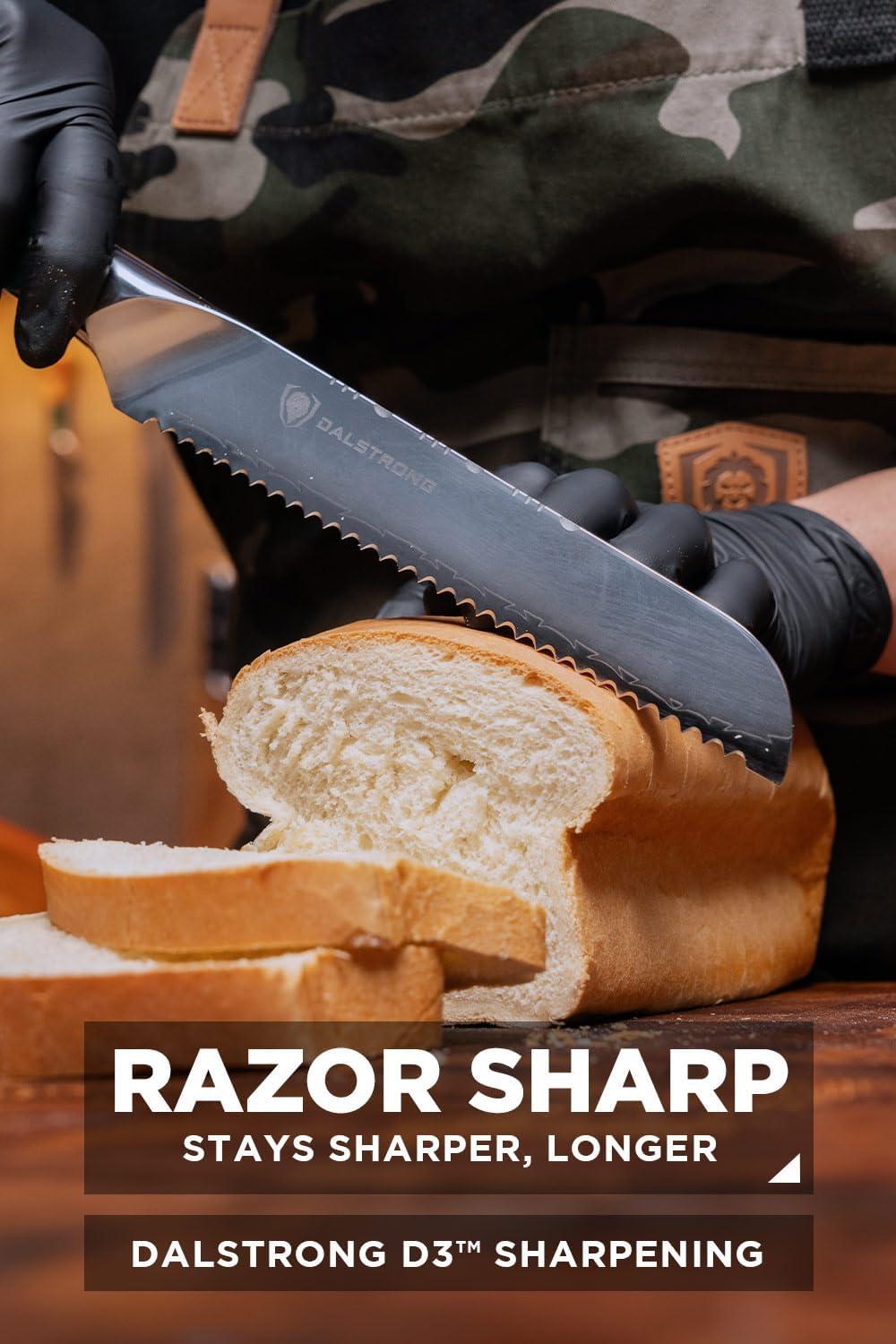 image:imageDalstrong Serrated Bread Knife 8 inch Valhalla Series Premium 9CR18MOV HC Steel Celestial Resin amp Wood Handle Razor Sharp Kitchen Cooking Chefs Knife Leather Sheath