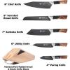 DALSTRONG Knife Block Set – 5 Piece – Valhalla Series – Ravenstone Black Blade Titanium Coated – Premium 9CR18MOV HC Steel – Resin & Wood Handle – Razor Sharp – Kitchen Cooking Chef’s Knife