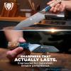 Dalstrong 2 Piece Set – Chef Knife 8 inch – Paring Knife 8 inch – Valhalla Series – Ravenstone Black Blade Titanium Coated – Premium 9CR18MOV HC Steel – Resin & Wood Handle – Leather Sheath(Blue)
