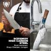 Dalstrong 2 Piece Set – Chef Knife 8 inch – Paring Knife 8 inch – Valhalla Series – Ravenstone Black Blade Titanium Coated – Premium 9CR18MOV HC Steel – Resin & Wood Handle – Leather Sheath(Celestial Resin & Wood Handle)