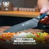 Dalstrong 2 Piece Set – Chef Knife 8 inch – Paring Knife 8 inch – Valhalla Series – Ravenstone Black Blade Titanium Coated – Premium 9CR18MOV HC Steel – Resin & Wood Handle – Leather Sheath(Celestial Resin & Wood Handle)