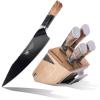 DALSTRONG Knife Block Set – 5 Piece – Valhalla Series – Ravenstone Black Blade Titanium Coated – Premium 9CR18MOV HC Steel – Resin & Wood Handle – Razor Sharp – Kitchen Cooking Chef’s Knife
