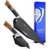 Dalstrong 2 Piece Set – Chef Knife 8 inch – Paring Knife 8 inch – Valhalla Series – Ravenstone Black Blade Titanium Coated – Premium 9CR18MOV HC Steel – Resin & Wood Handle – Leather Sheath(Black)