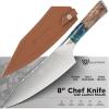 Dalstrong 2 Piece Set – Chef Knife 8 inch – Paring Knife 8 inch – Valhalla Series – Ravenstone Black Blade Titanium Coated – Premium 9CR18MOV HC Steel – Resin & Wood Handle – Leather Sheath(Celestial Resin & Wood Handle)